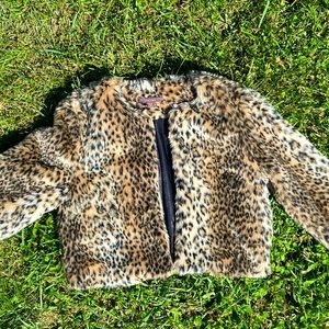 Faux Fur Leopard Print Jacket